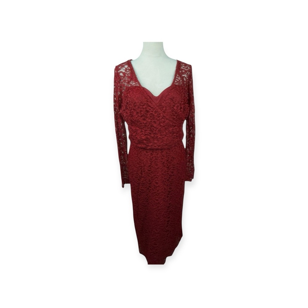 Long Tall Sally red  Lace Long Sleeve Dress size 10